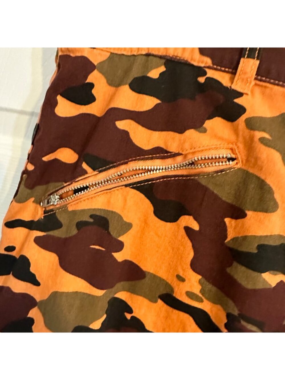 Camo Cargo Jogger Pants Orange Brown Camouflage Utility Streetwear Size XL Retro - Picture 4 of 10
